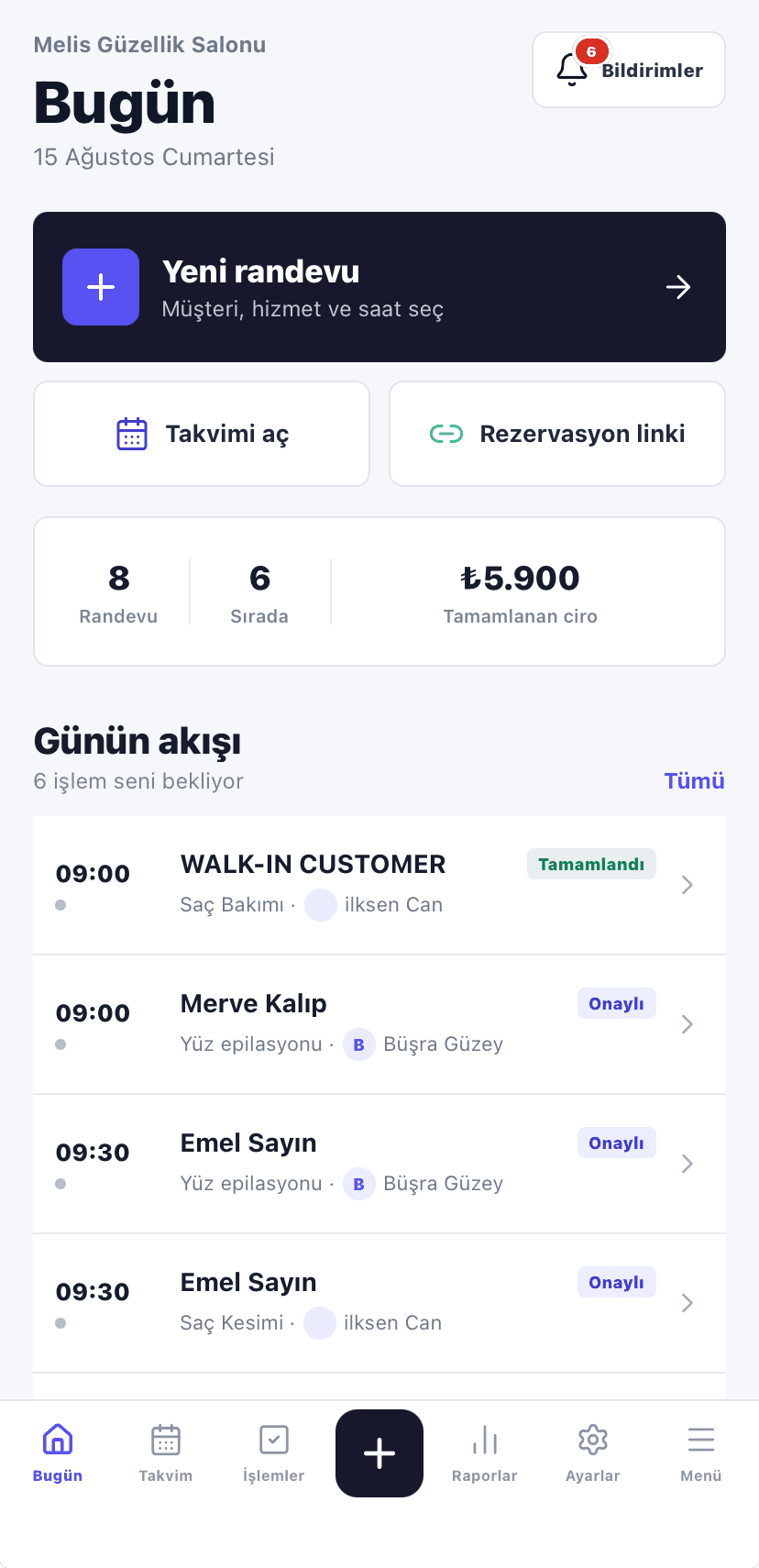 Bugün Ordiva ekranı