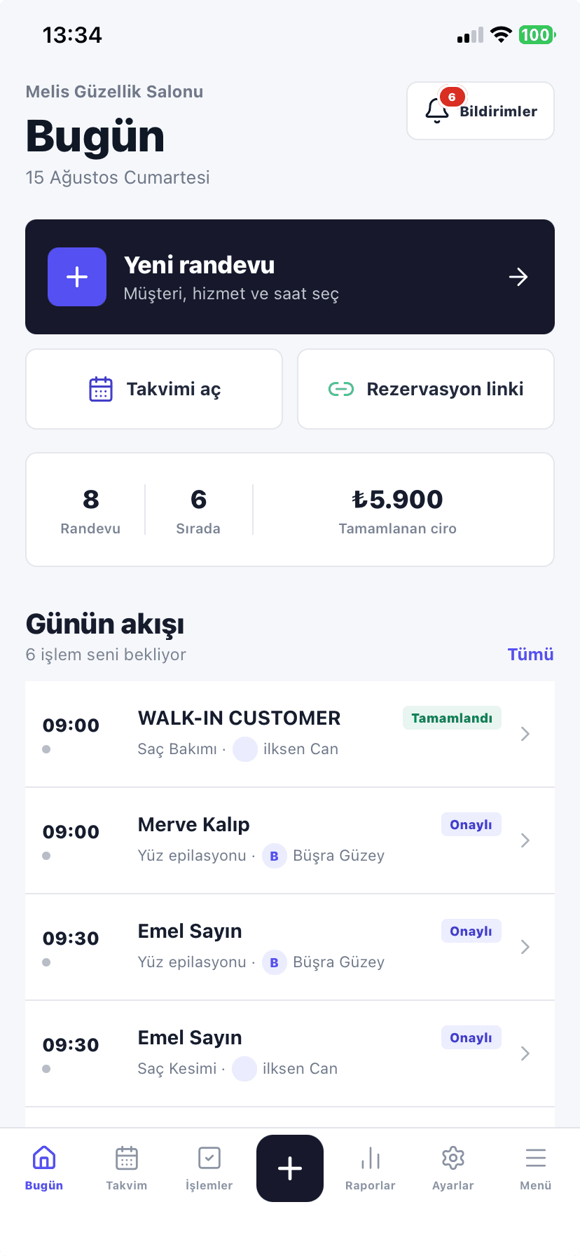 Ordiva Bugün ekranı